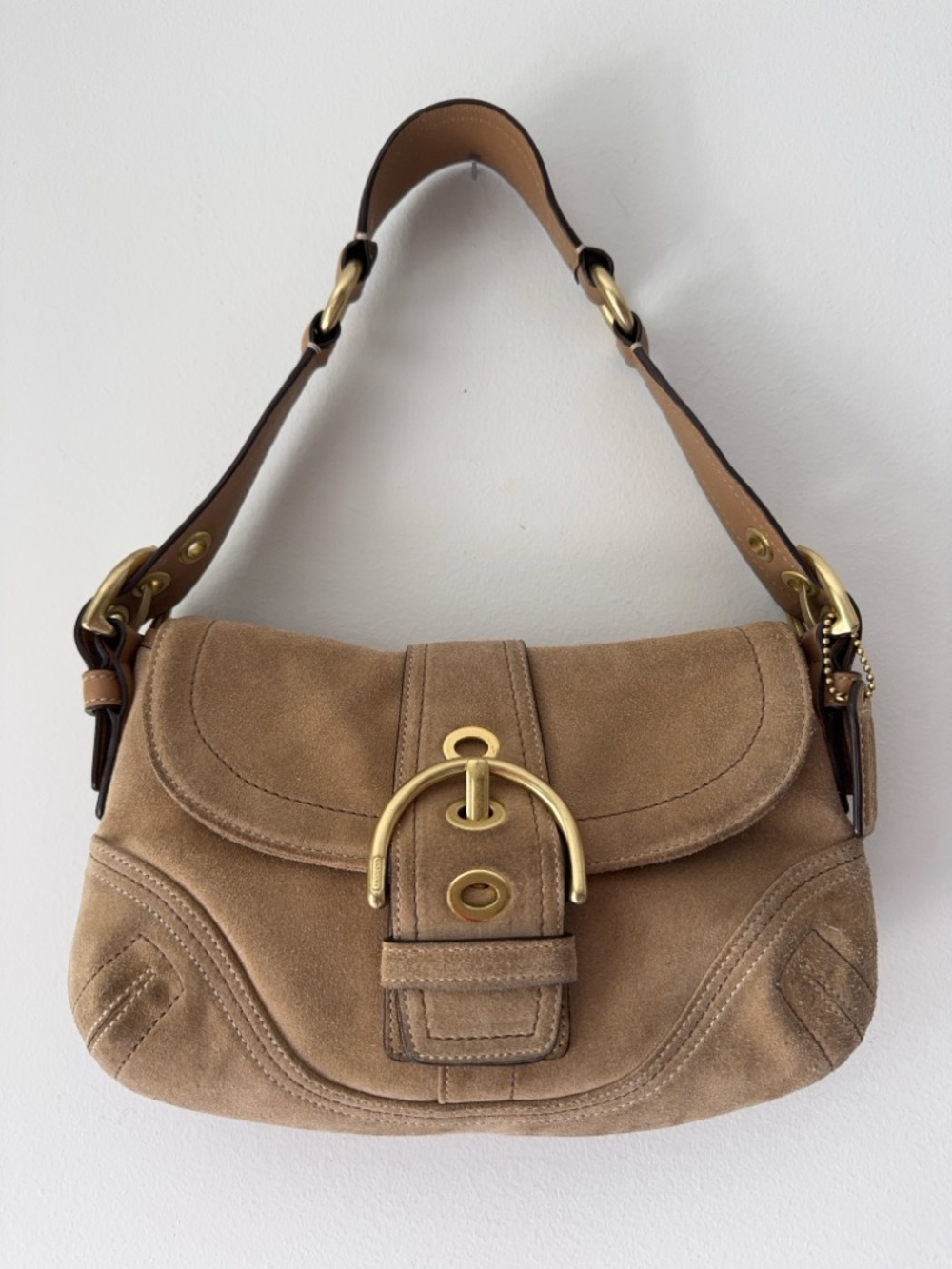 Vintage Y2K Coach Mini Tan Soho Shoulder Bag